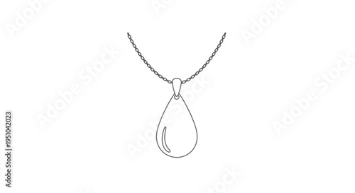 Elegant Teardrop Pendant Necklace Outline Icon - Minimalist Jewelry Design