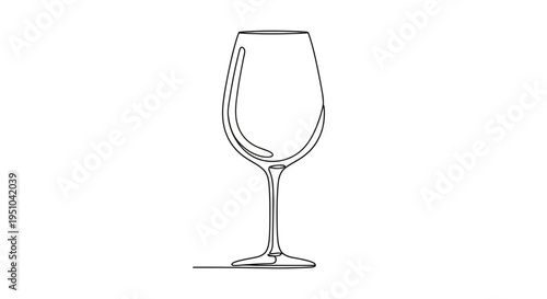 Elegant Wine Glass Silhouette, Minimalist Line Art Drawing, Single Continuous Line