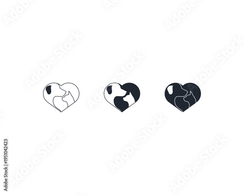 Dog and cat logo design template vector,  pet logo design flat style suitable for pet shop, store, cafe, business, hotel, veterinary clinic, Domestic animal vector illustration logotype, sign, symbol.