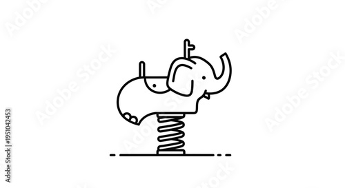 Cute Elephant Spring Rider Toy Icon, Playground Equipment, Outdoor Fun