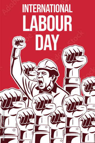 international labour day poster illustration in hand drawn style