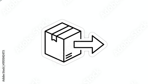 Delivery Box Icon with Arrow - Shipping and Logistics Concept