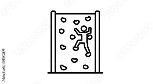 Climbing Wall Icon: Person Ascending Artificial Rock Face with Holds