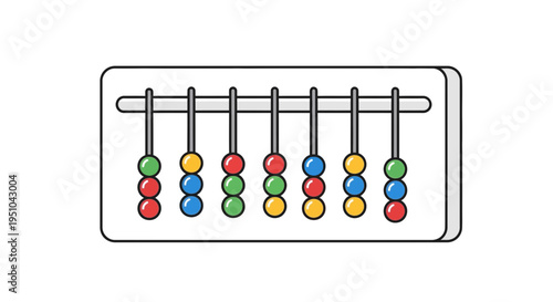Colorful Abacus Beads on Rods - Math Education and Counting Tool Illustration
