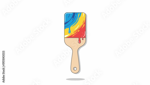 Colorful Paintbrush with Dripping Paint - Abstract Art and Creativity Concept
