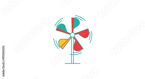 Colorful Pinwheel Spinning in Wind - Abstract Graphic Design
