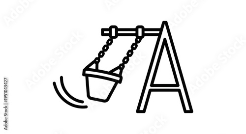 Childs Swing Set Icon, Playground Equipment Line Art, Outdoor Recreation Symbol