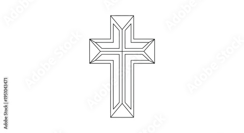 Christian Cross Outline Icon, Religious Symbol, Faith and Spirituality Concept