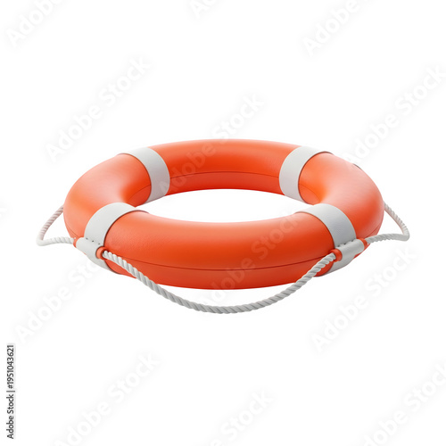 Life preserver, safety flotation device symbolizing rescue, marine security, and emergency preparedness, isolated on white or transparent background. PNG format.