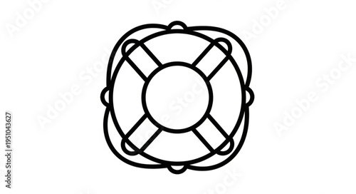 Simple Line Drawing of a Life Preserver Ring.