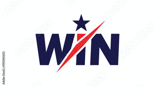 Free Download A graphic design logo featuring the word win in dark blue letters with a red swoosh and a blue star - GFXLoad
