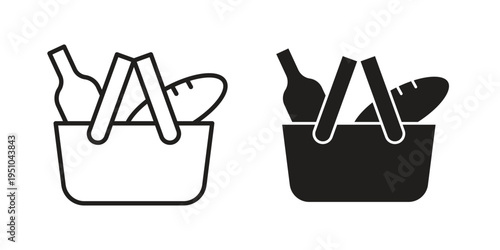 Picnic icon pack flat vector in outline