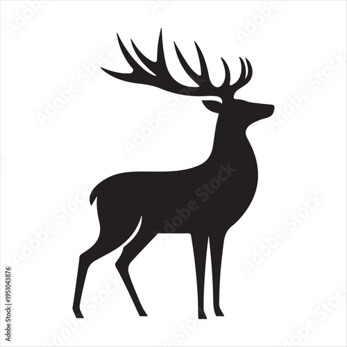 majestic Stag vector silhouette outline logo design concept illustration idea