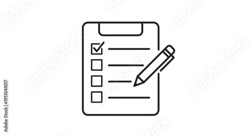Checklist with Pen and Tick Mark: Task Completion, Planning, and Organization Icon