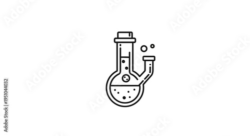 Chemical reaction in laboratory flask, science experiment, bubbling liquid, scientific research icon