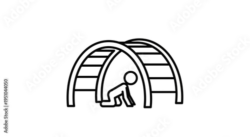 Child Crawling Under Jungle Gym Archway Climbing Structure Line Art Icon