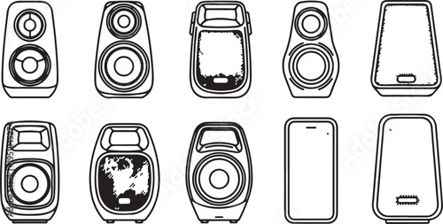 A collection of various speaker designs showcasing different shapes and styles Vector