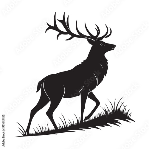 majestic Stag vector silhouette outline logo design concept illustration idea