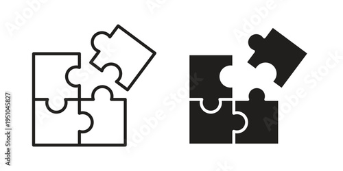 Puzzle icon pack flat vector in outline