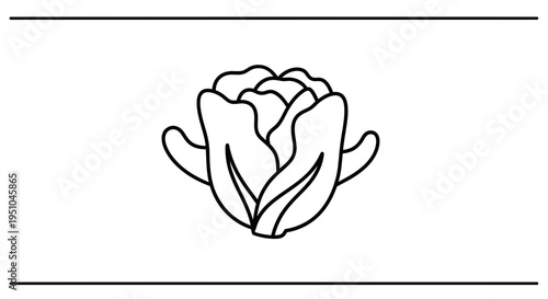 Minimalist Line Art Icon of a Fresh Lettuce Head