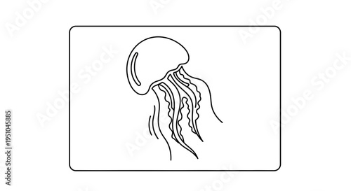 Minimalist Line Art Jellyfish Illustration - Simple Sea Creature Drawing