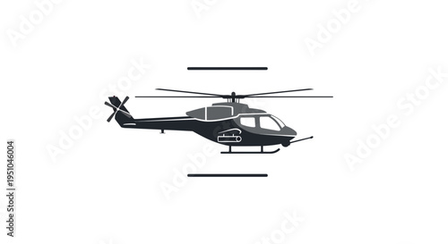 Modern Helicopter Icon, Vector Illustration, Aviation Symbol, Transport Graphic