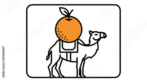 Orange Fruit Riding Camel Silhouette Icon