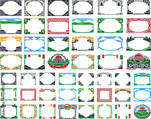 Grianan of Aileach Donegal Ireland Themed Decorative Border Frame Collection with Celtic Irish Heritage Elements