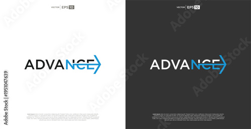 Advance logo design with forward arrow graphic