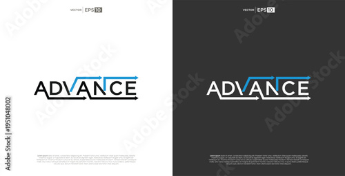Innovative Advance Text Logo Illustrating Progress, Growth, and Modern Technology