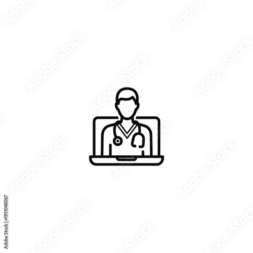Free Download A doctor is sitting in front of a laptop computer indoors. - GFXLoad