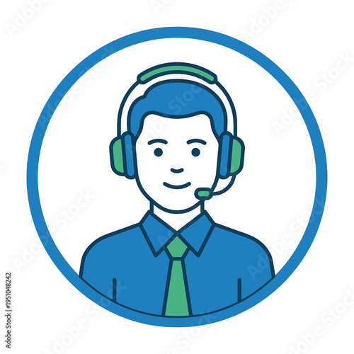 Customer service representative wearing headset