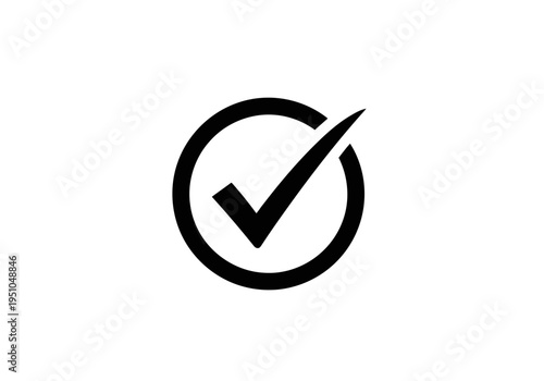 Black check mark inside circle icon for confirmation or task completion