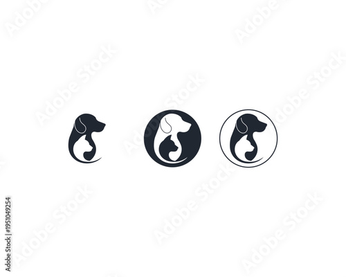 Dog and cat logo design template vector, line of pet logo design suitable for pet shop, store, cafe, business, hotel, veterinary clinic, Domestic animal vector illustration logotype, sign, symbol