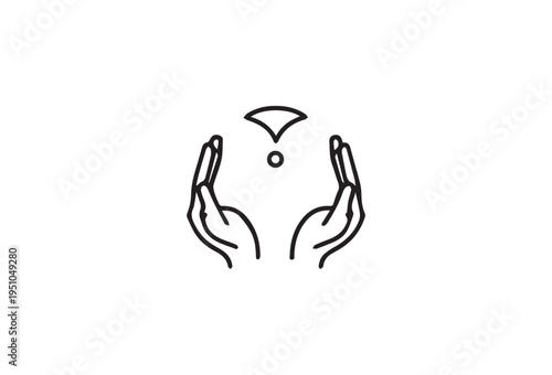 Vector icon of hands with question mark