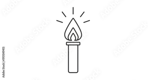 Simple Line Art Icon of a Burning Torch.