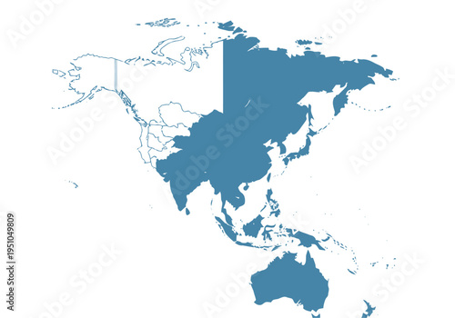Map of Asia and Australia continent, political map, administrative divisions