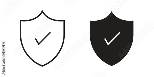 Shield check icon pack flat vector in outline