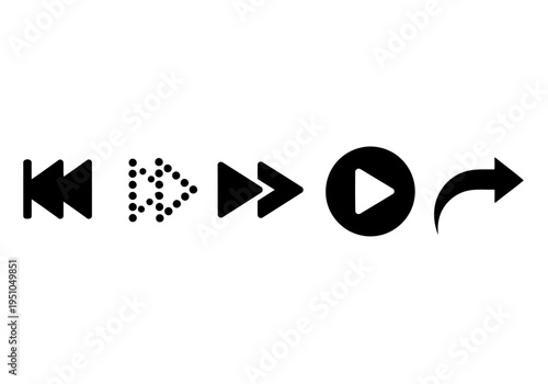 Media player icons rewind fast forward play pause share next button navigation