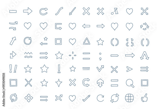 Minimalist hand drawn arrow and shape icons collection for designers