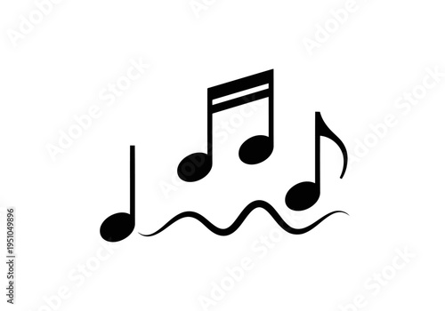 Musical notes and clef on wavy line symbolizing melody