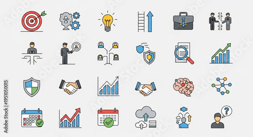 Collection of Business and Finance Icons and Symbols.