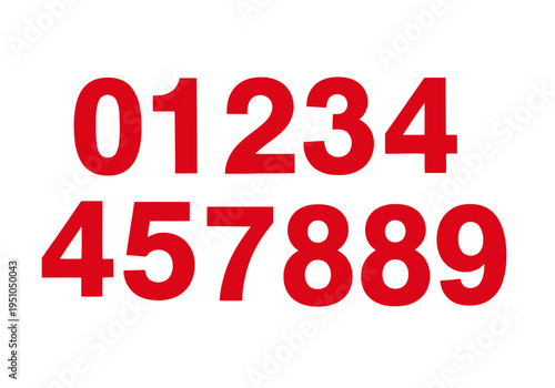 Numbers zero to nine red digits math count sequence learning education arithmetic