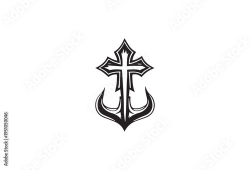 Vector anchor cross symbol icon