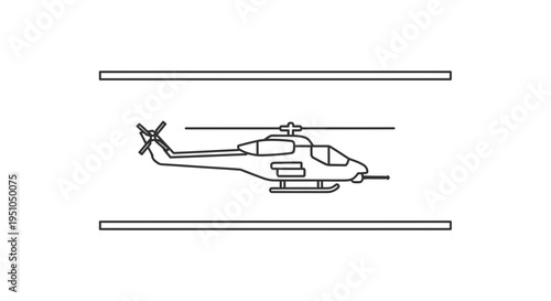 Military Attack Helicopter Outline Vector Icon, Silhouette of Cobra Helicopter