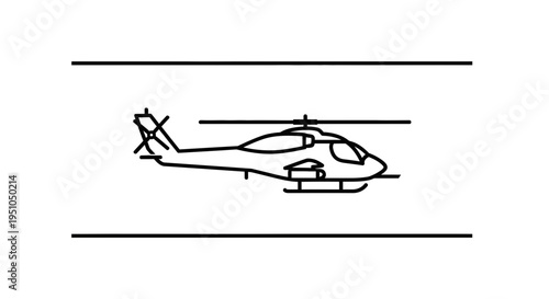 Minimalist Helicopter Icon on White Background, Vector Illustration