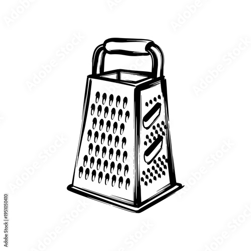 Kitchen grater in minimalist style on white background  