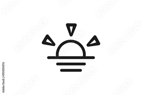 水平線の太陽と光の線画アイコン朝日夕日表現