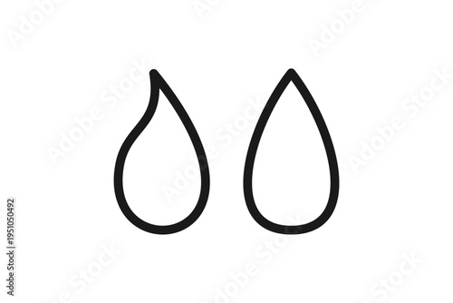 しずく2個の水滴線画アイコン雨や液体表現