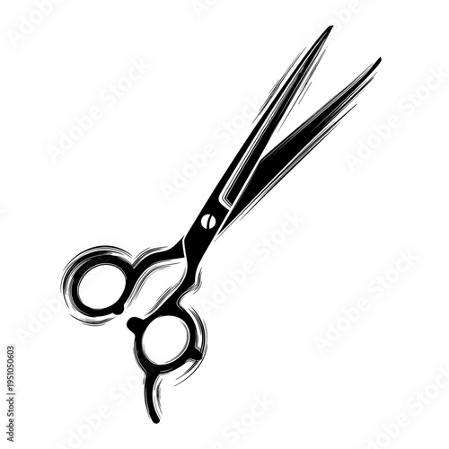 Scissors with black handle design in minimalist style  